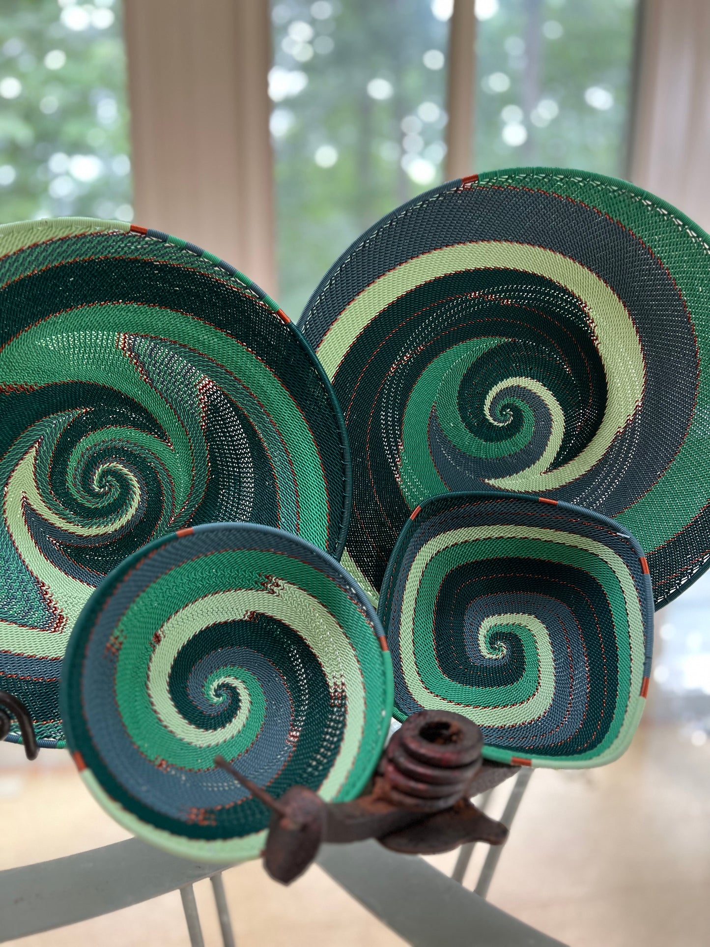 Brilliantly Colorful Telephone Wire Platters