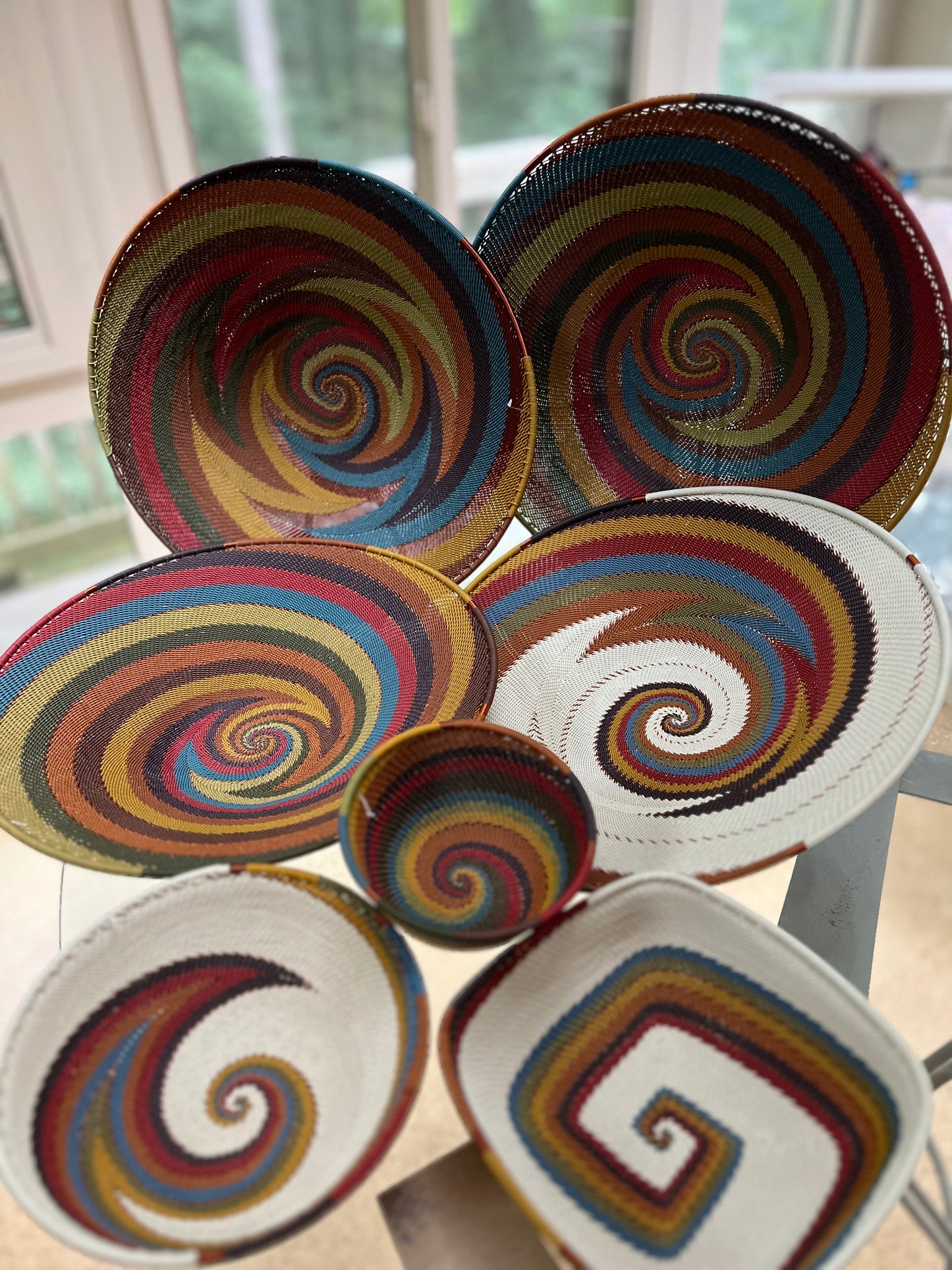 Brilliantly Colorful Telephone Wire Platters