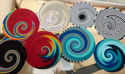 Brilliantly Colorful Telephone Wire Platters