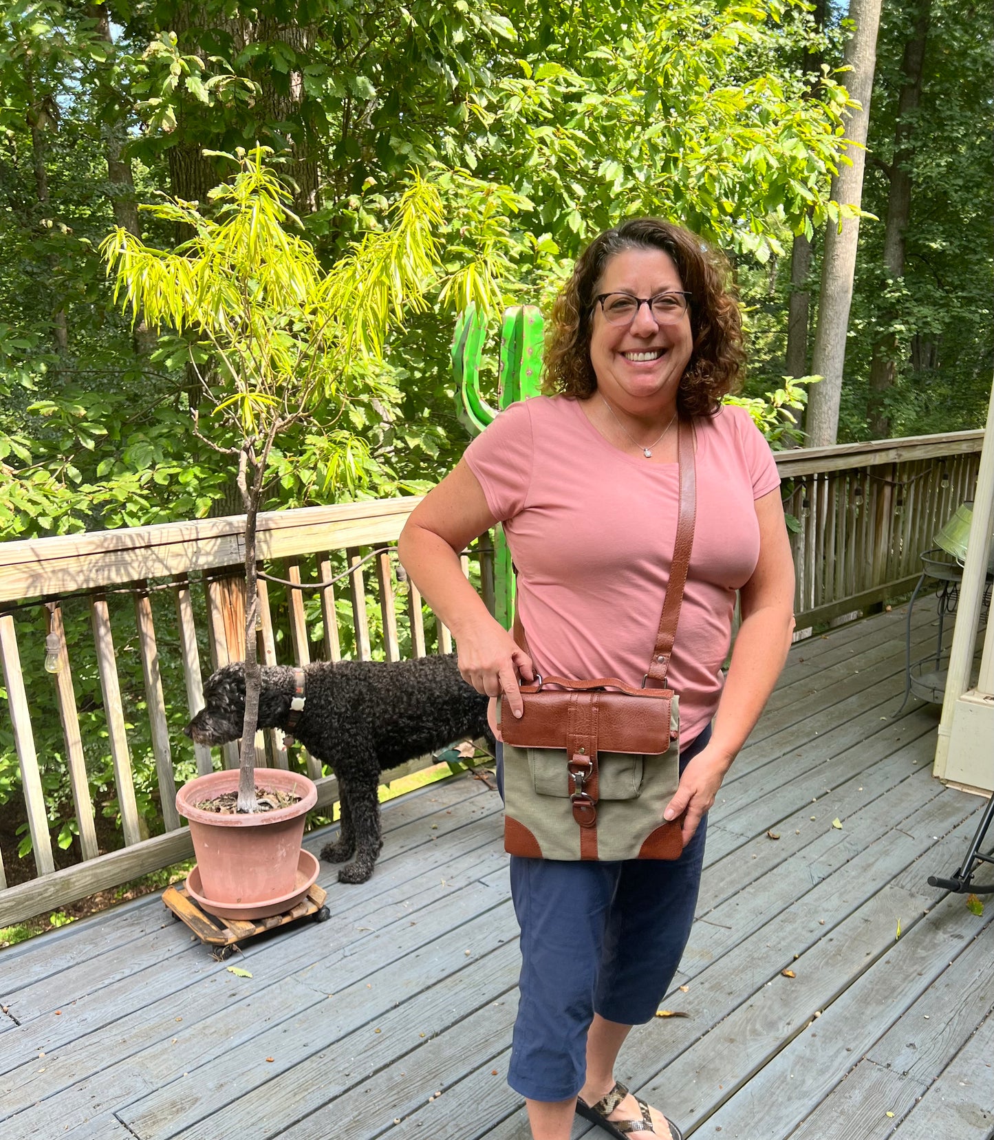 Moss Repurposed Military Tent Canvas Crossbody