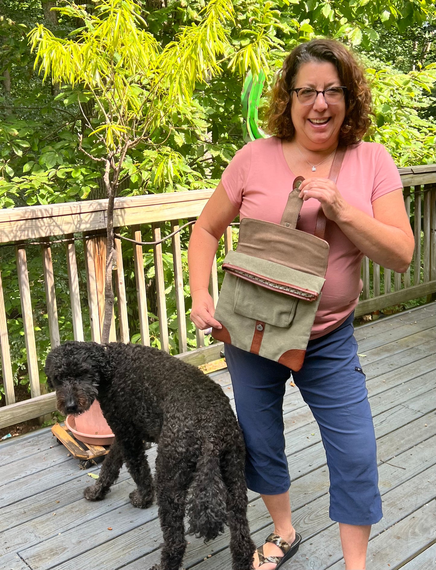 Moss Repurposed Military Tent Canvas Crossbody
