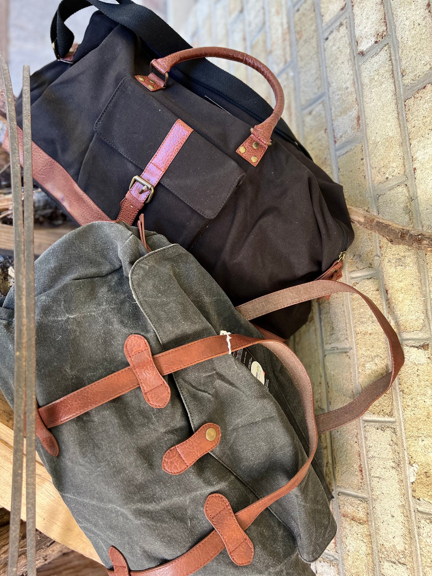 Rugged Black Canvas Duffel - 2 Options