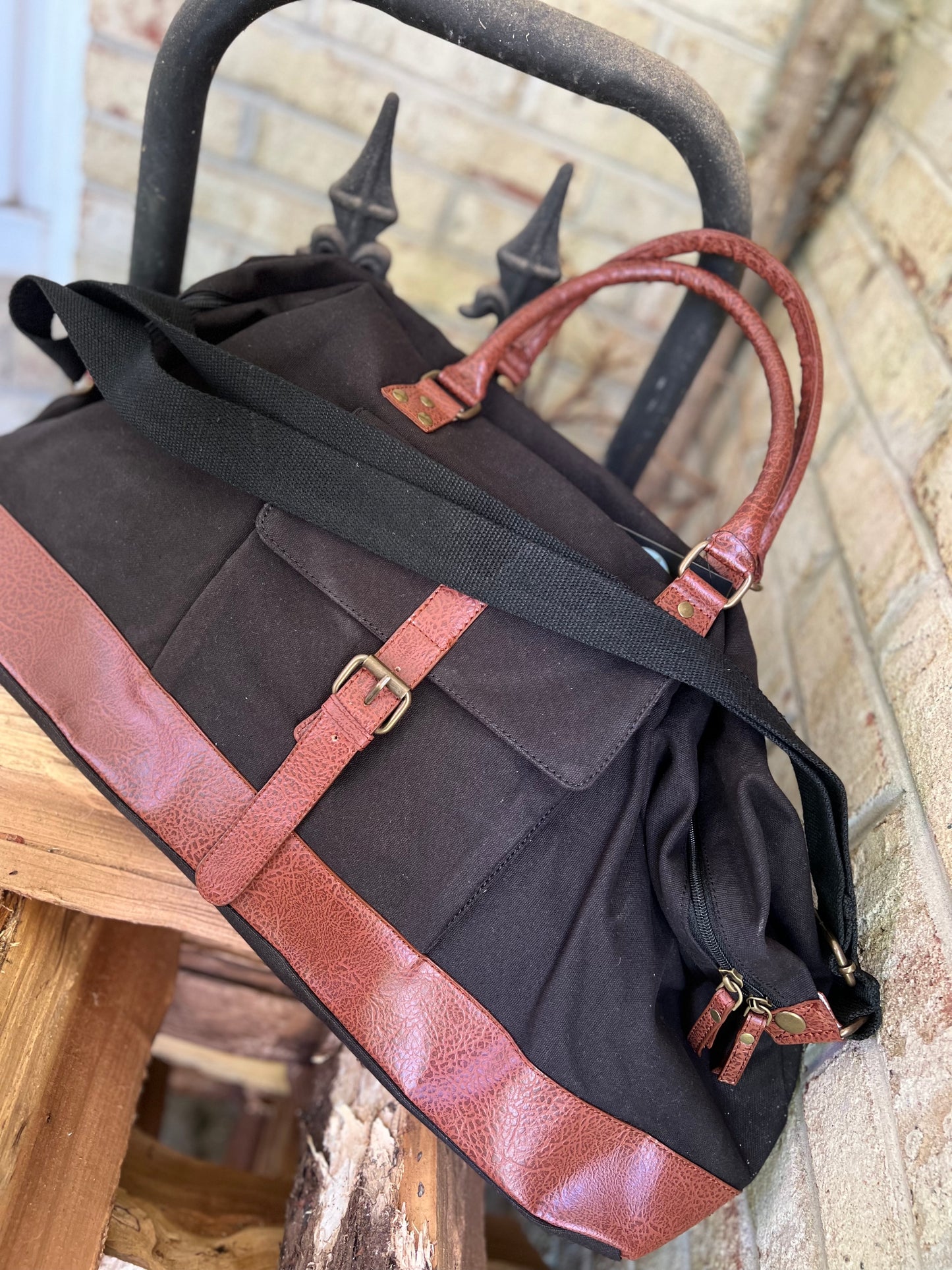 Rugged Black Canvas Duffel - 2 Options