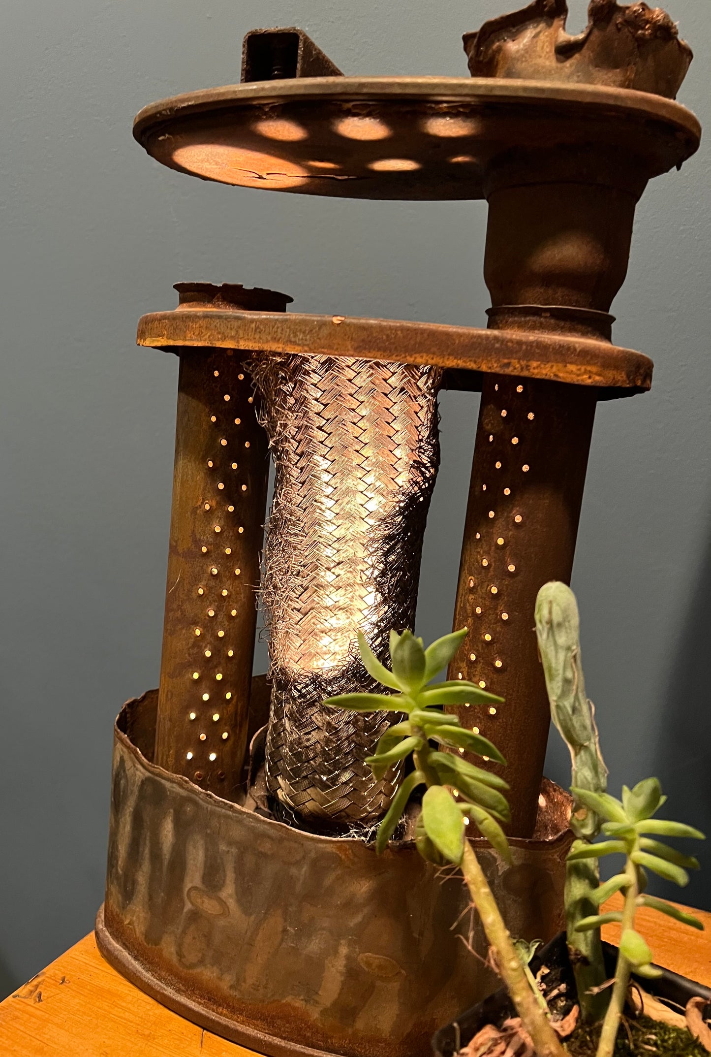 Ultra Cool Tabletop Lamp - Repurposed Muffler
