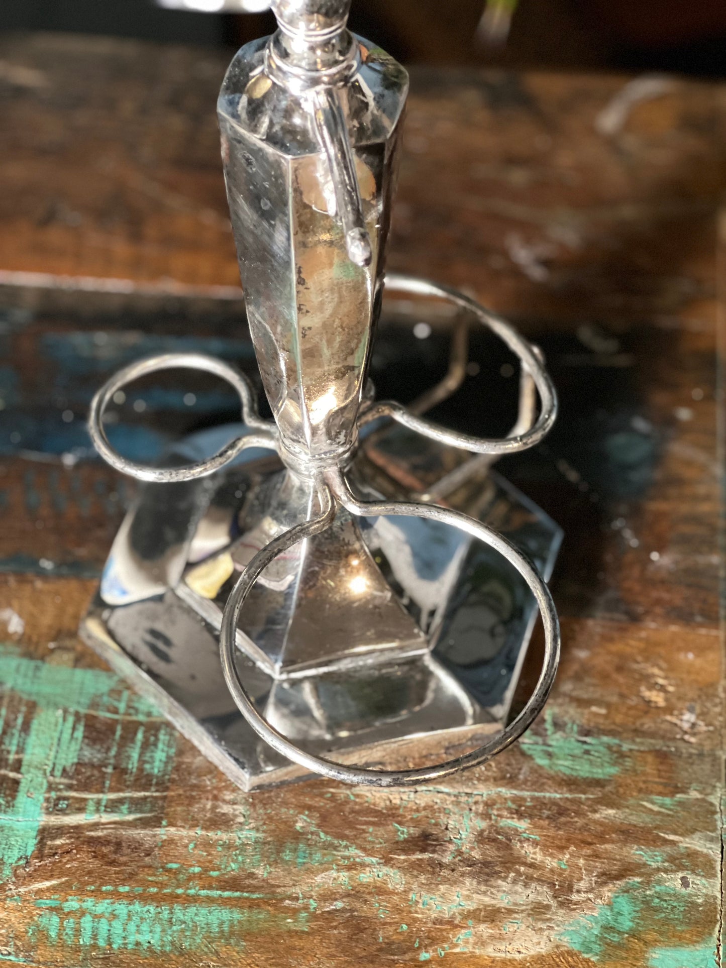 Vintage Silver Shaving Stand with Mirror