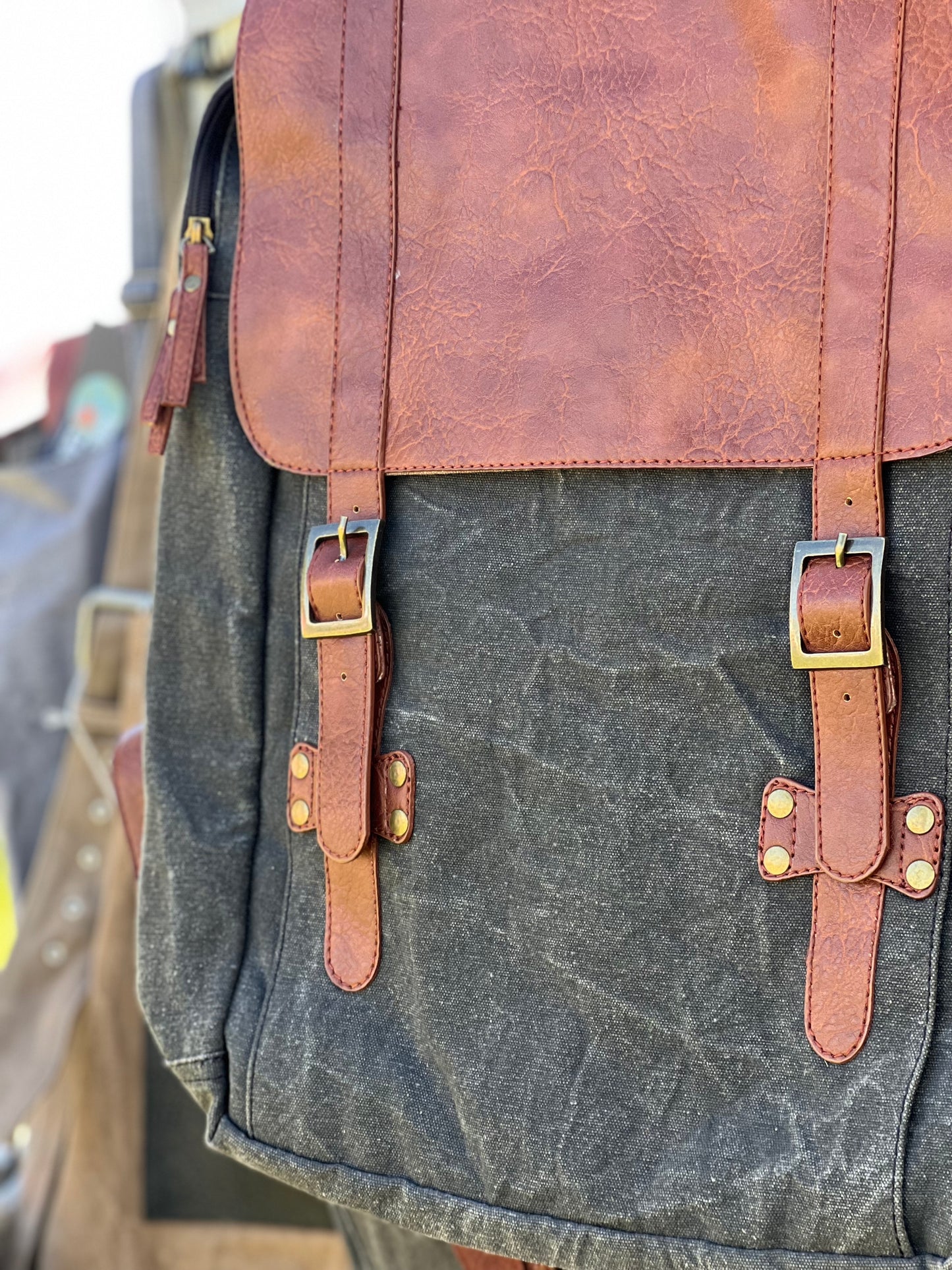 Rugged Black Canvas Backpack