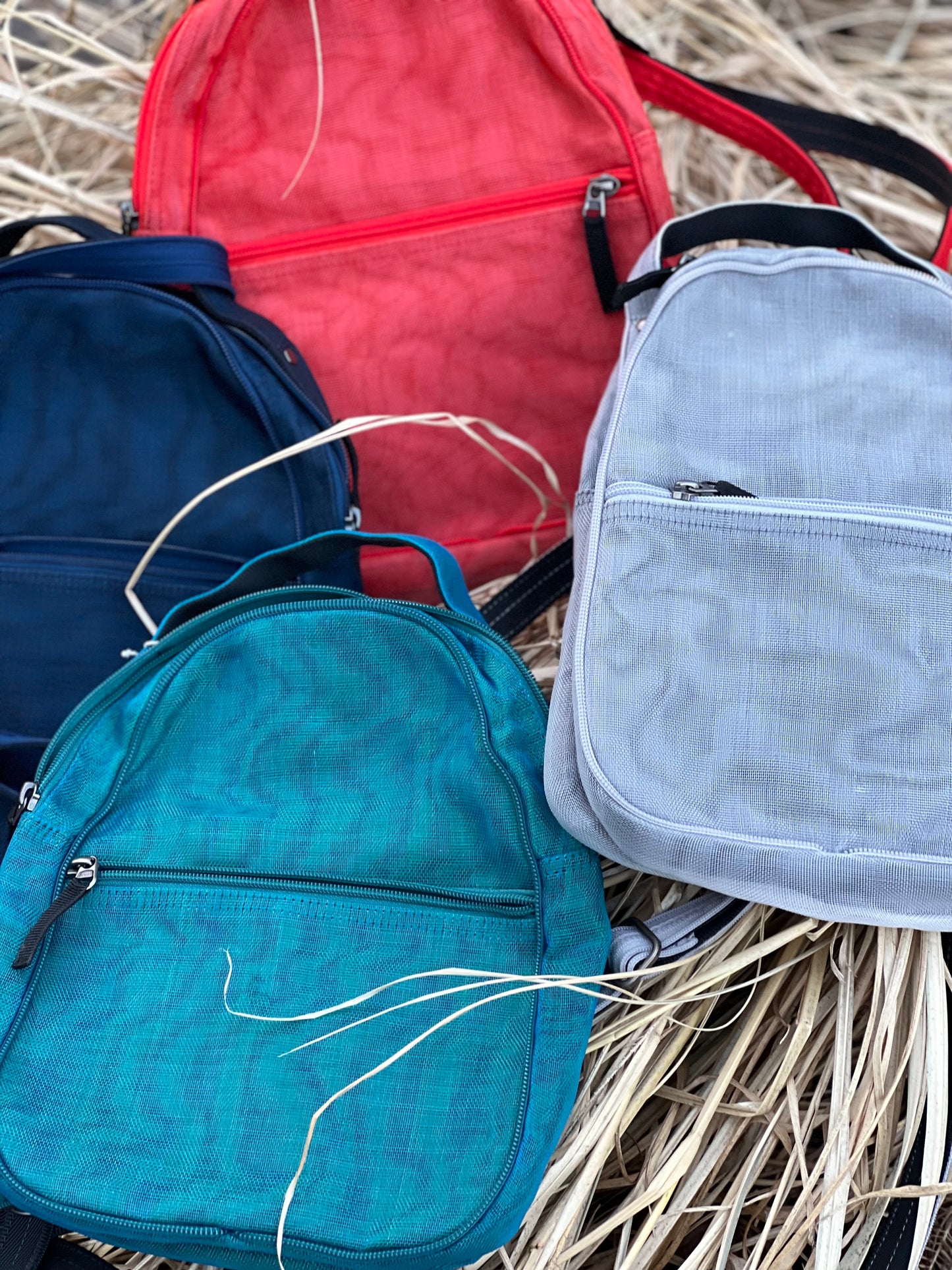 Contemporary Sustainable Industrial Netting Mini Backpacks