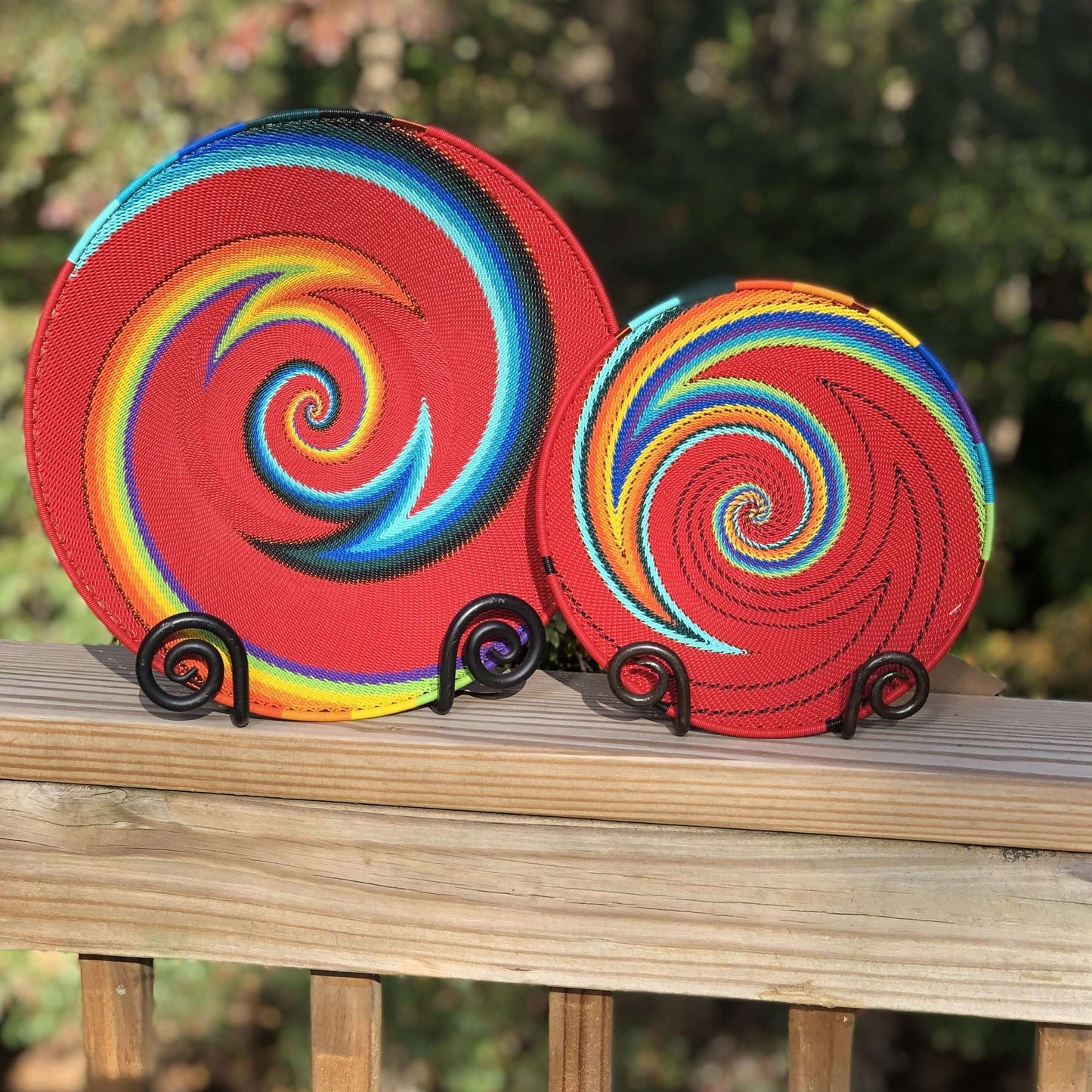 Brilliantly Colorful Telephone Wire Platters