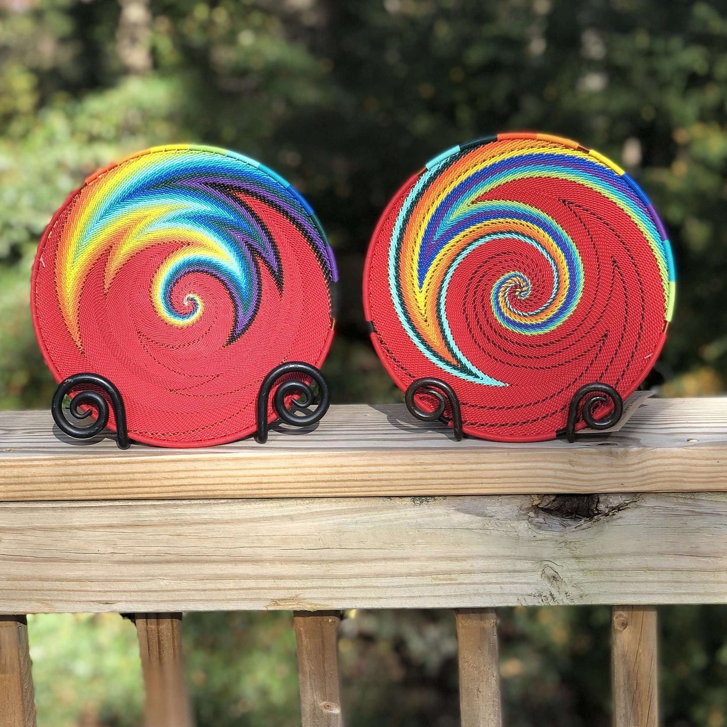 Brilliantly Colorful Telephone Wire Platters