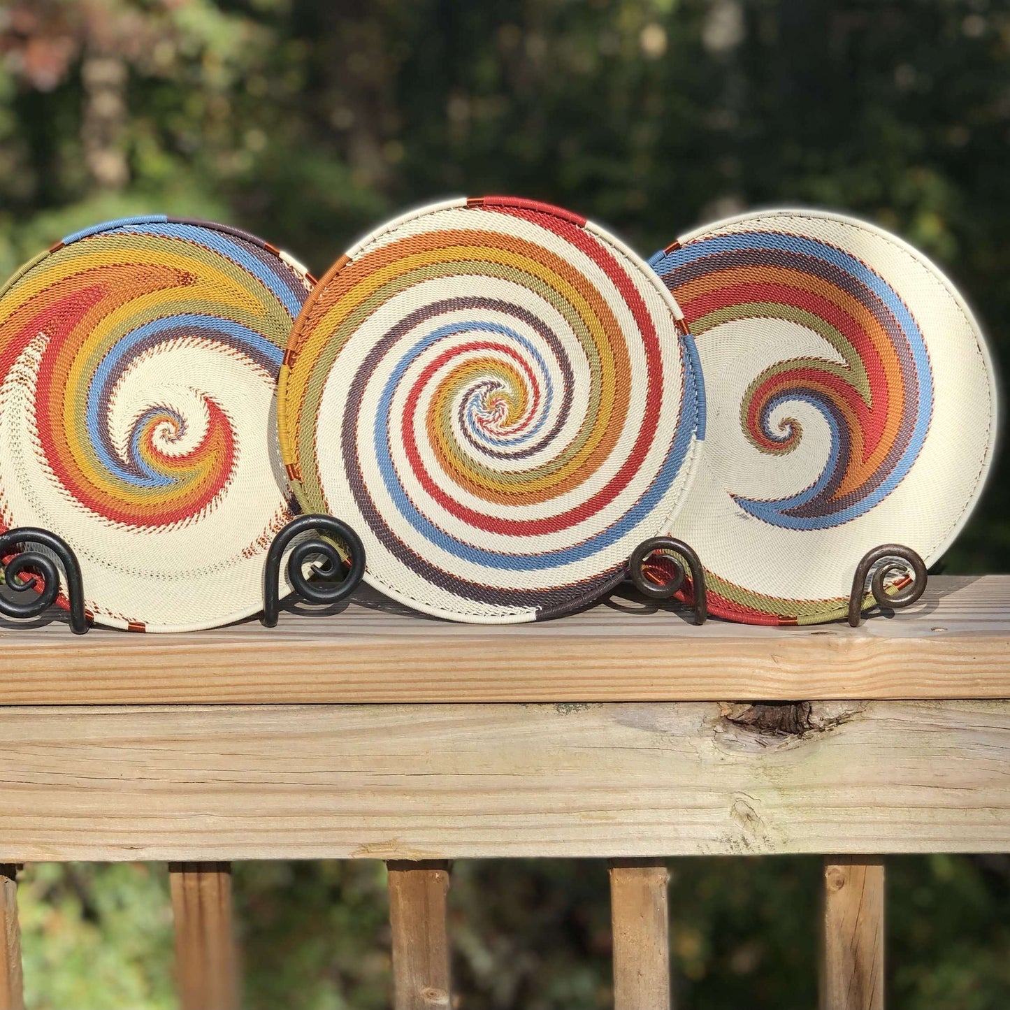 Brilliantly Colorful Telephone Wire Platters