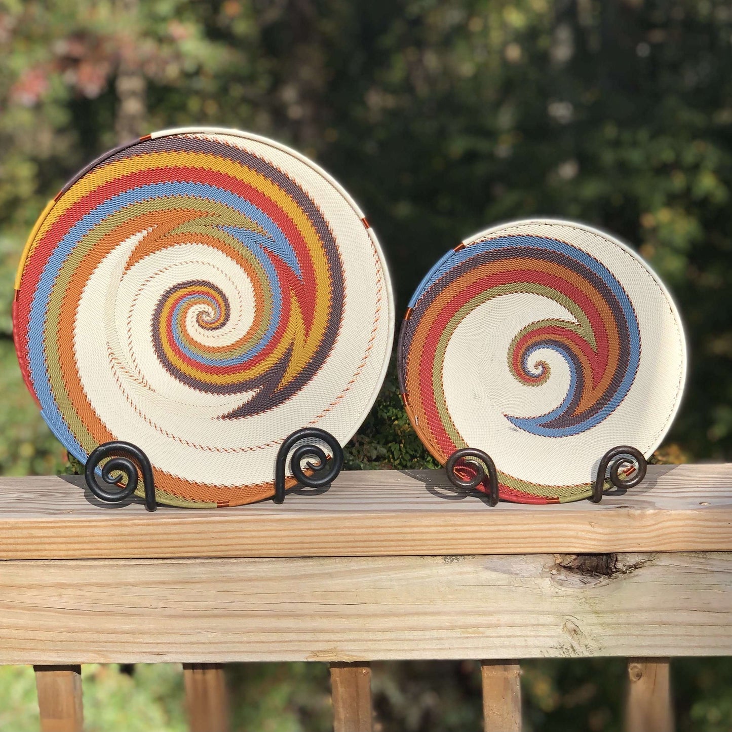Brilliantly Colorful Telephone Wire Platters