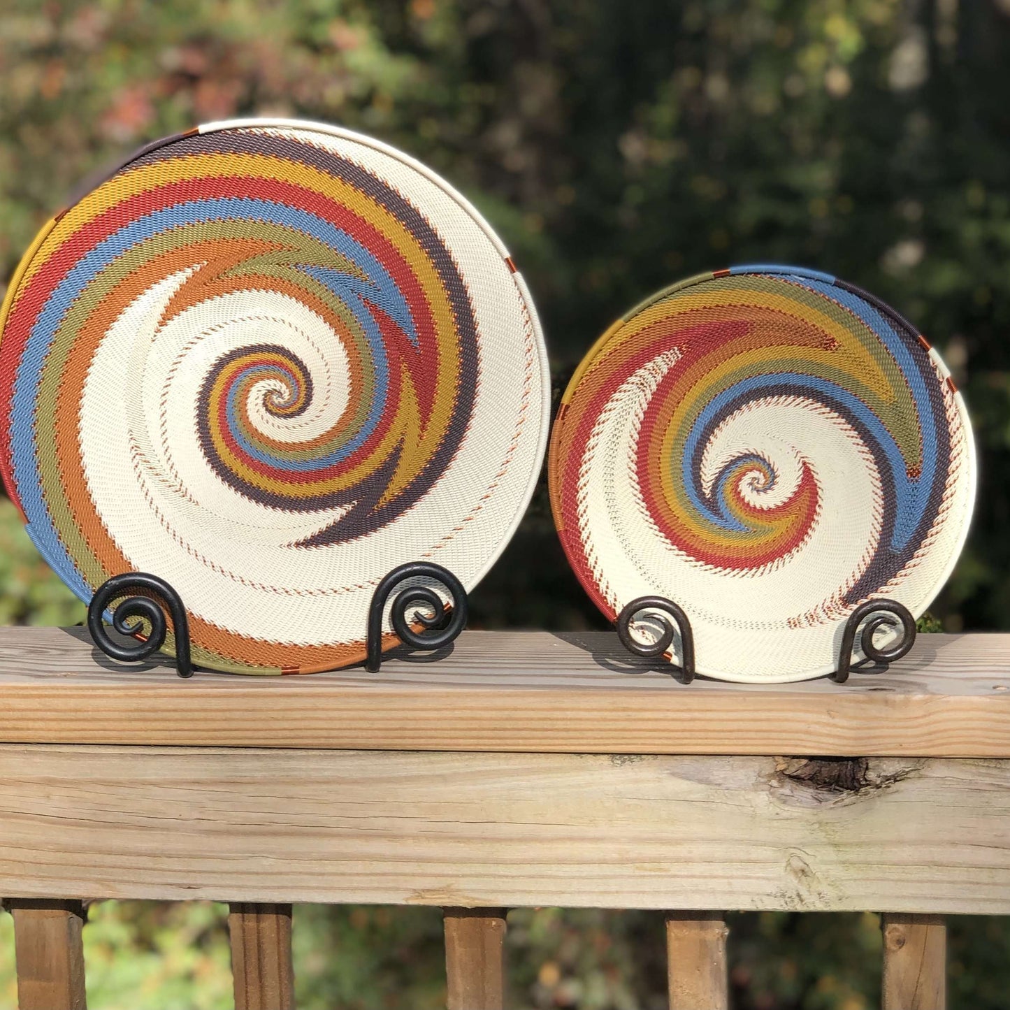 Brilliantly Colorful Telephone Wire Platters