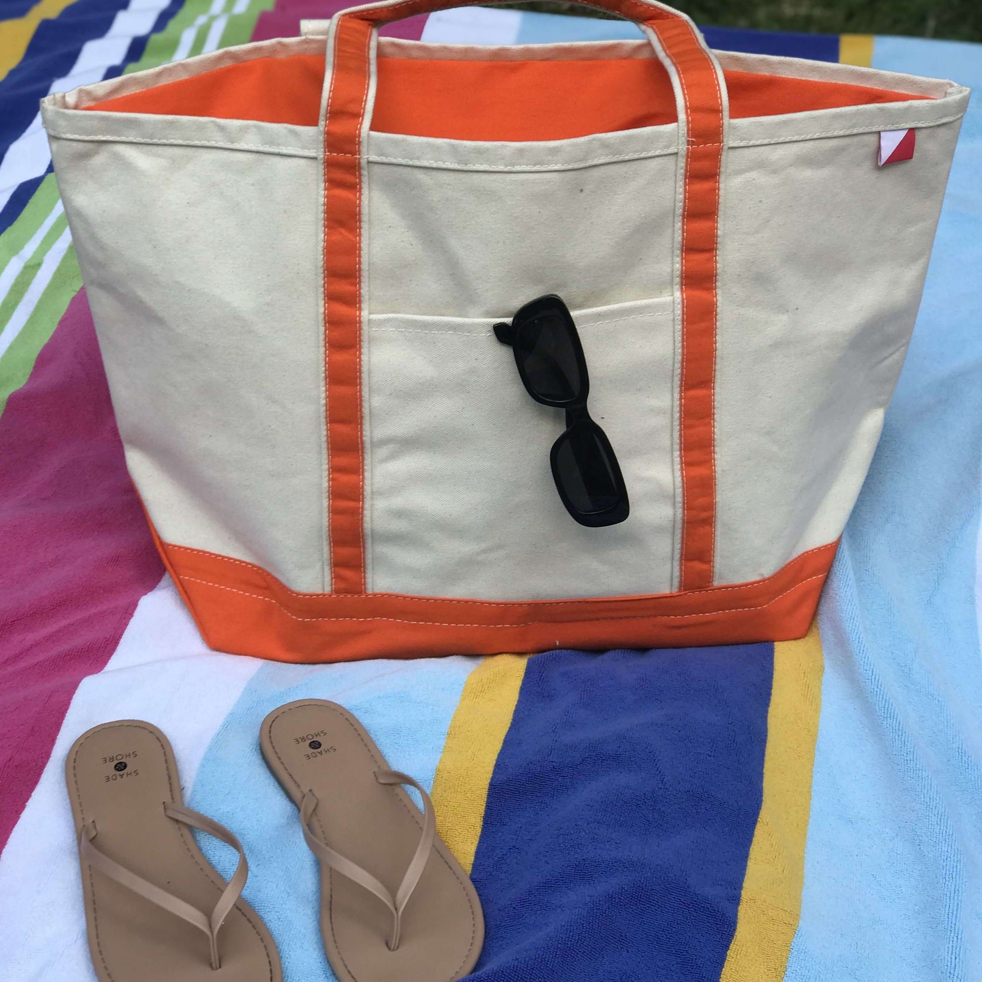 injeenyuhs  orange large zippered tote
