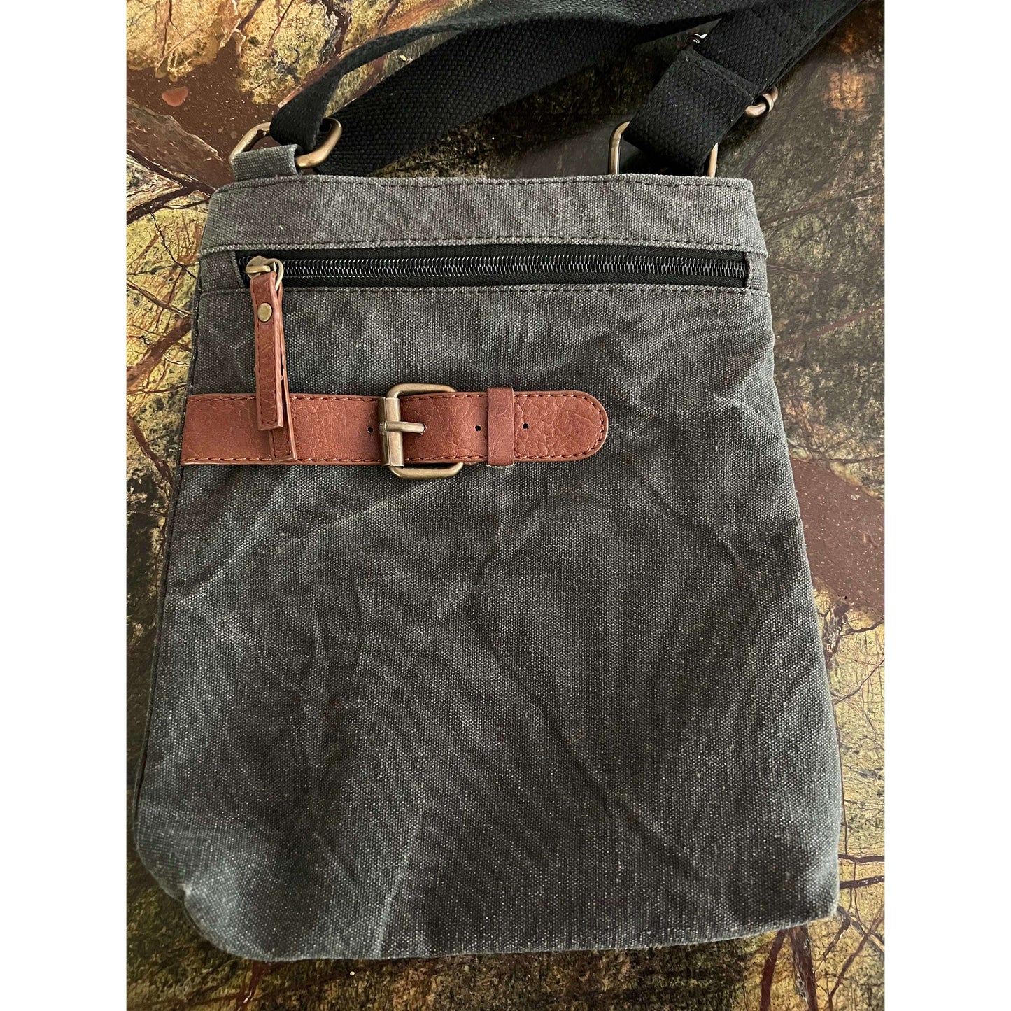 Black Canvas Crossbody Bag