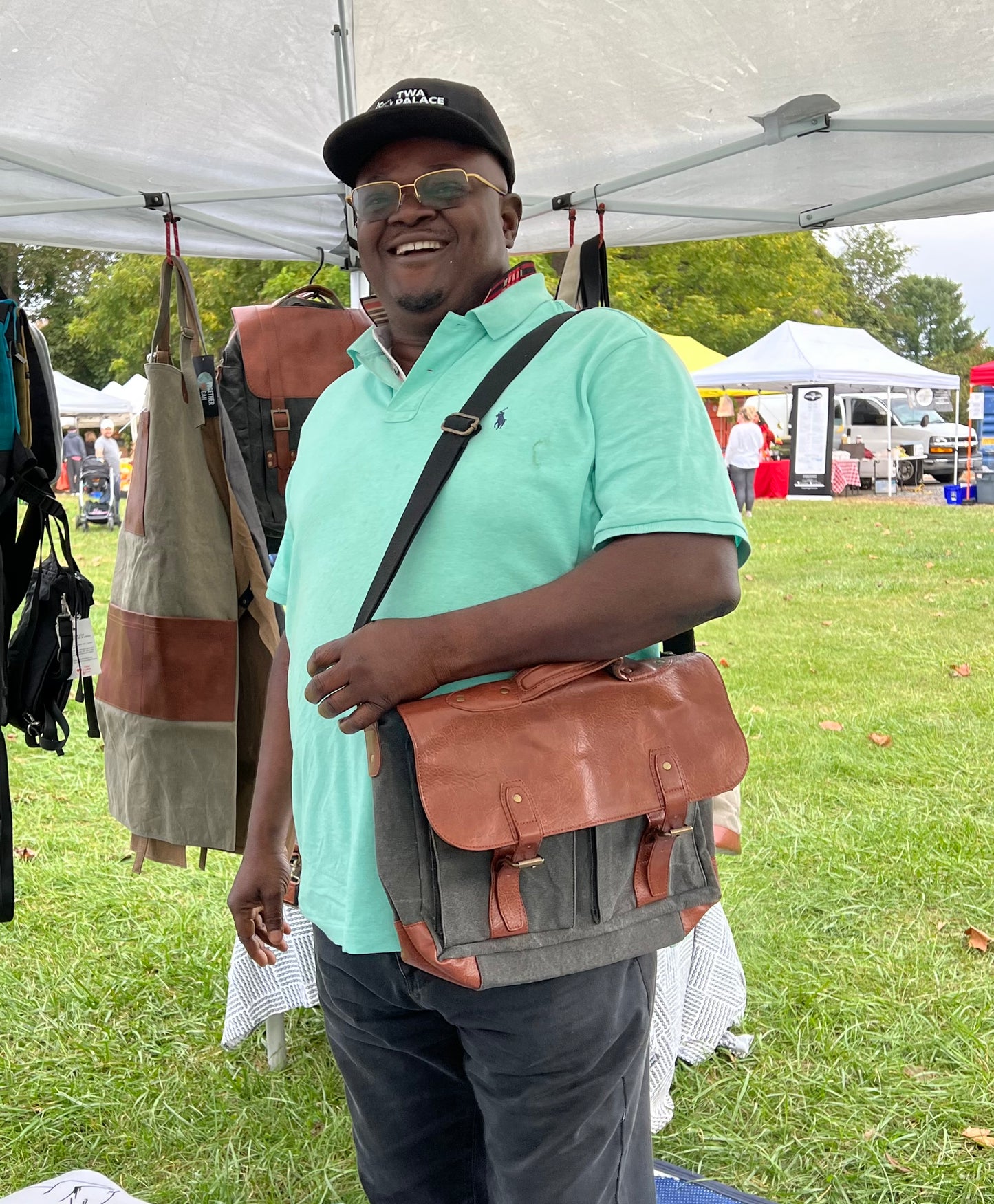 Rugged Black Canvas Messenger Bag