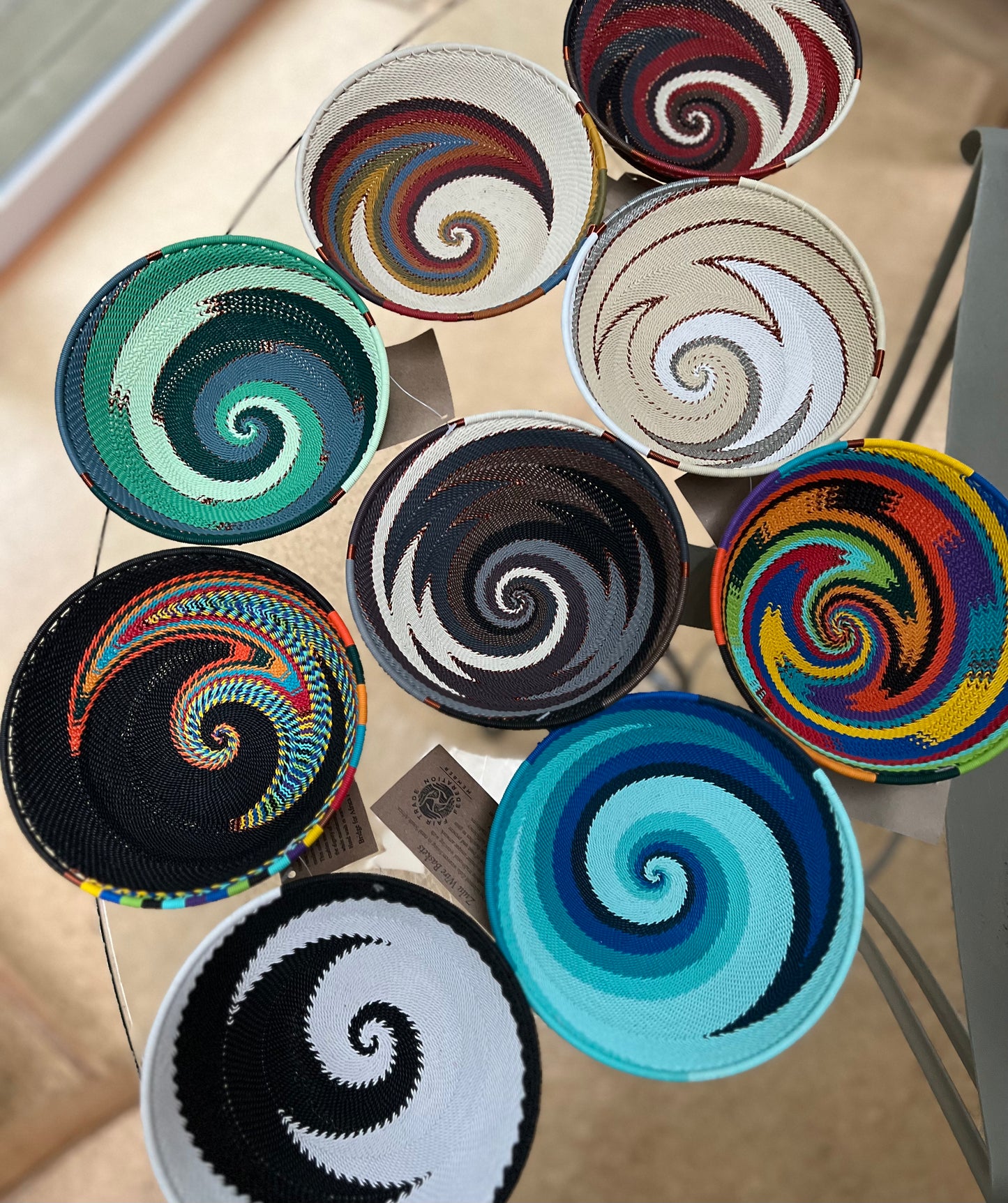 Brilliantly Colorful Telephone Wire Platters