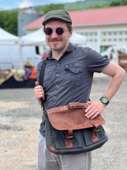 Rugged Black Canvas Messenger Bag