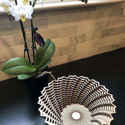 Concentric Patterned 9" Baltic Birch Wood Bowl Collection