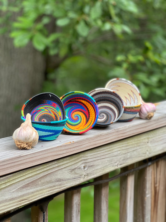 Brilliantly Colorful Telephone Wire Small Round and Triangle Bowls