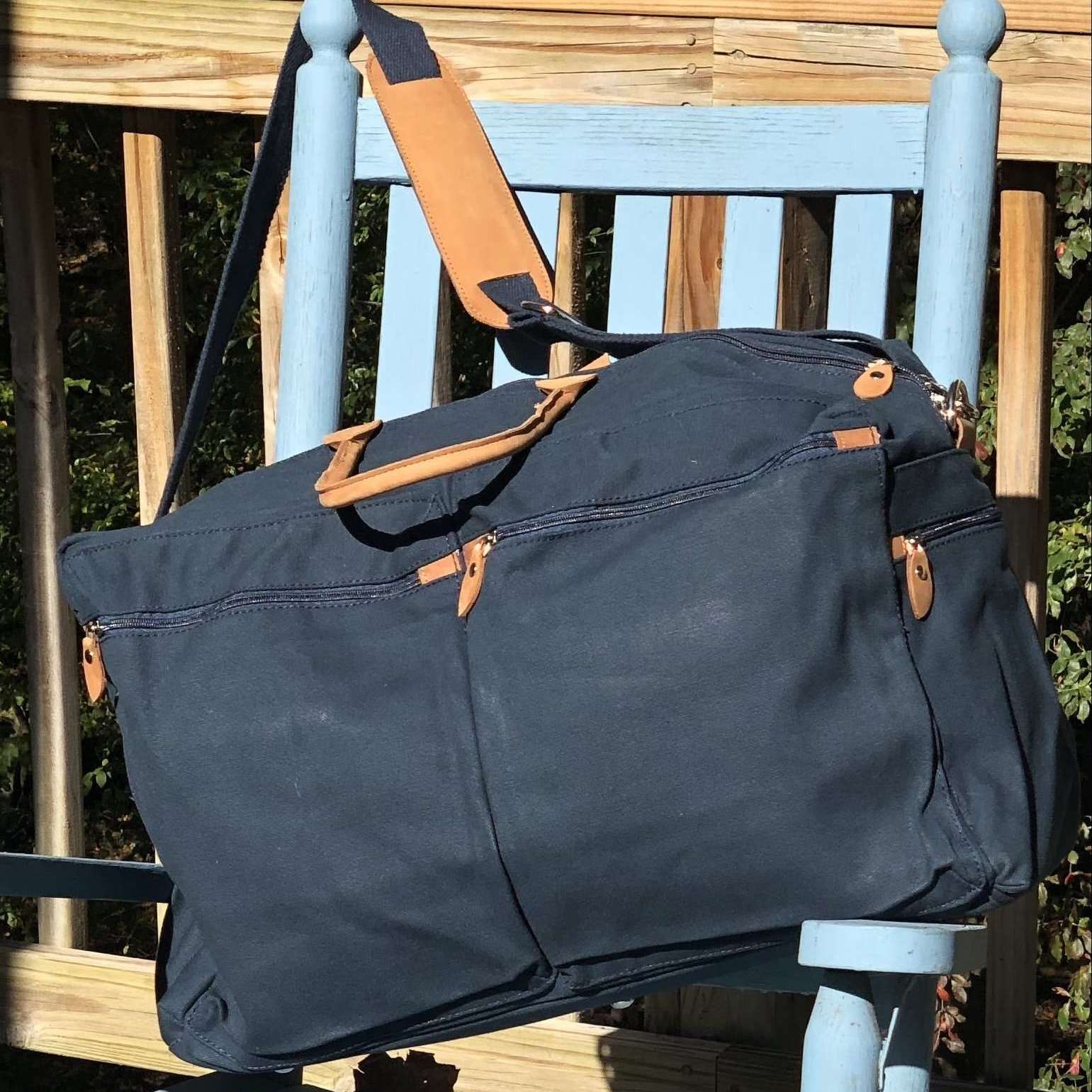 Navy canvas duffle bag best sale