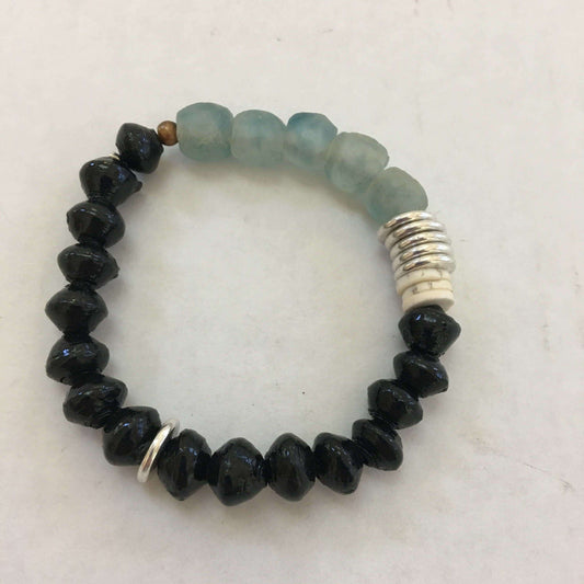 Stylish Recycled Glass and Paper Bead Bracelets